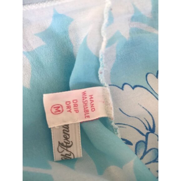 Vtg Negligée 1970's "LALA" Saks Fifth Avenue Blue Floral Lingerie 3 Piece - Picture 7 of 10